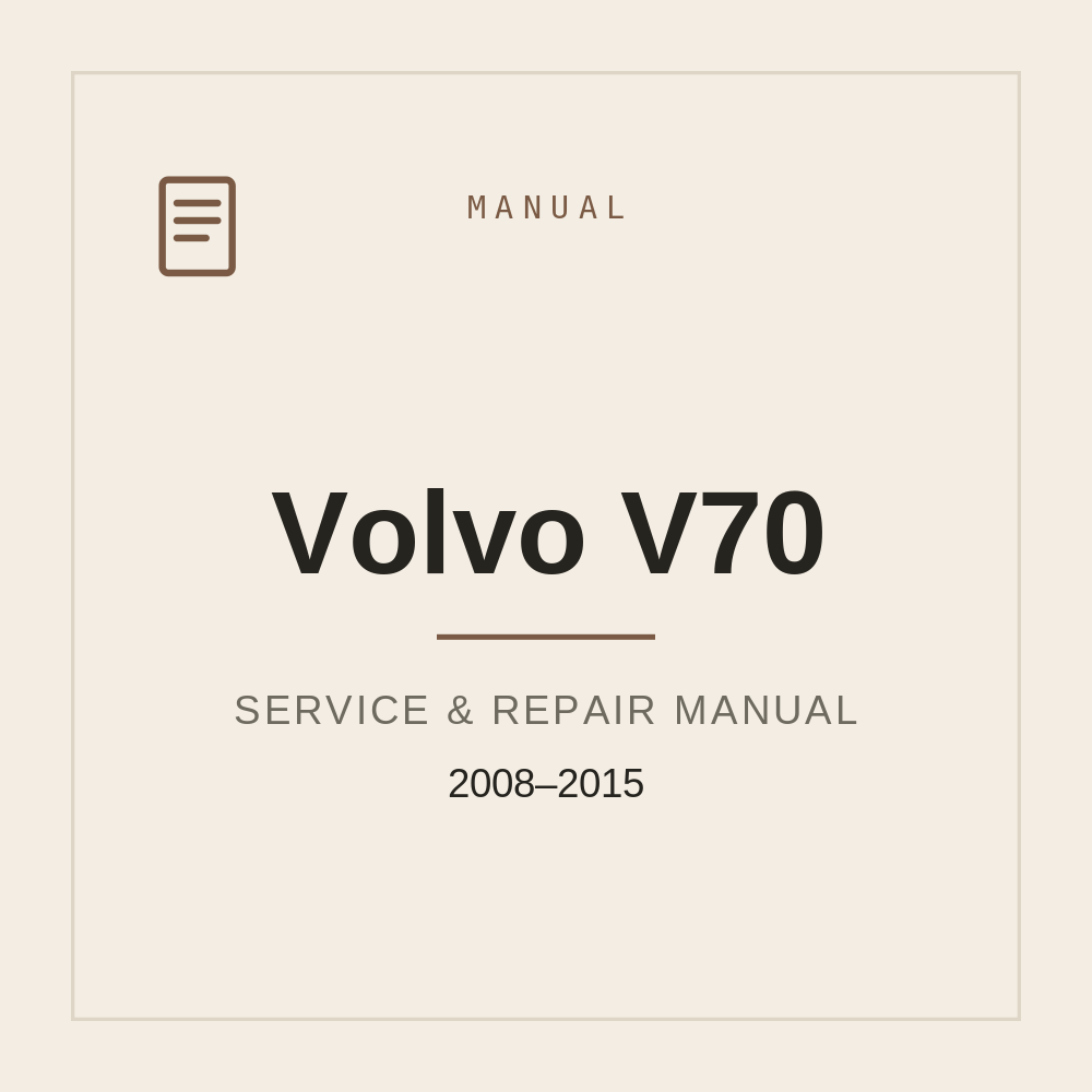 2008-2015 Volvo V70 Workshop Service Manual — repair manual cover