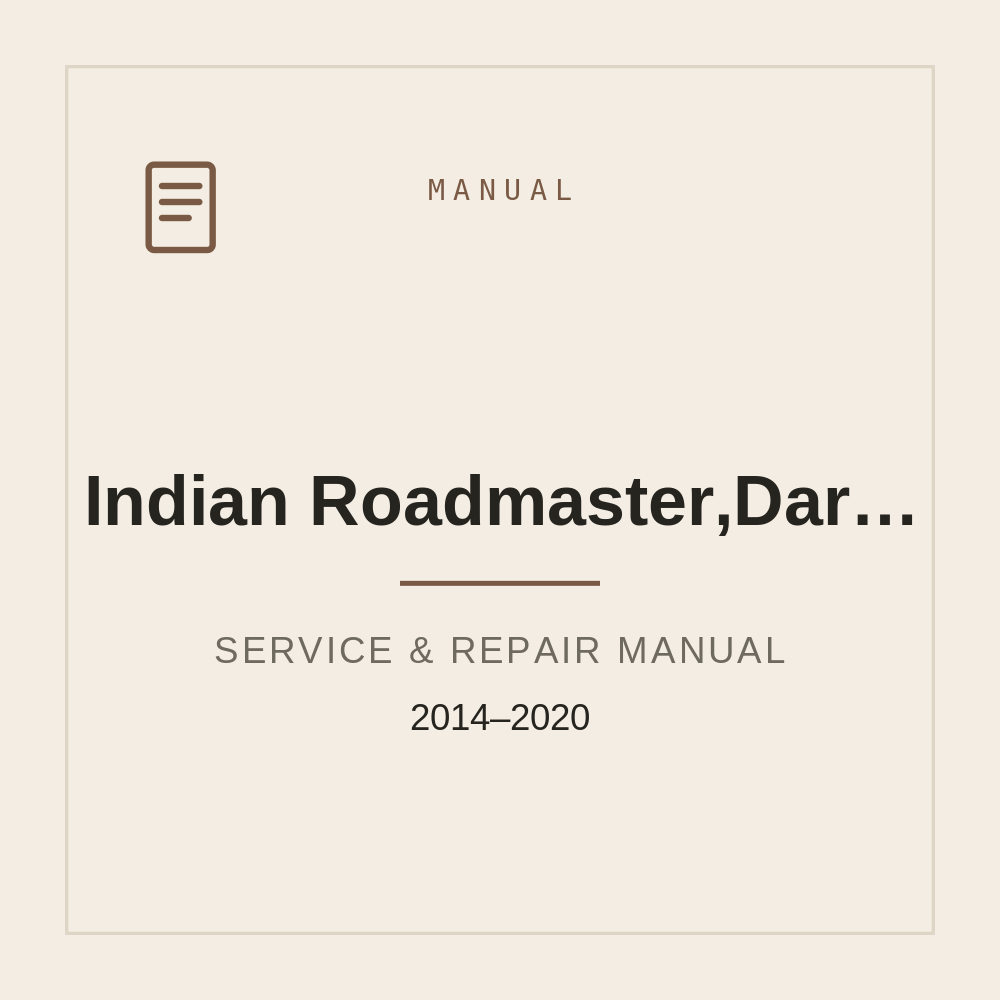 2014-2020 Indian (Roadmaster,Dark Horse) Repair Service Manual — repair manual cover
