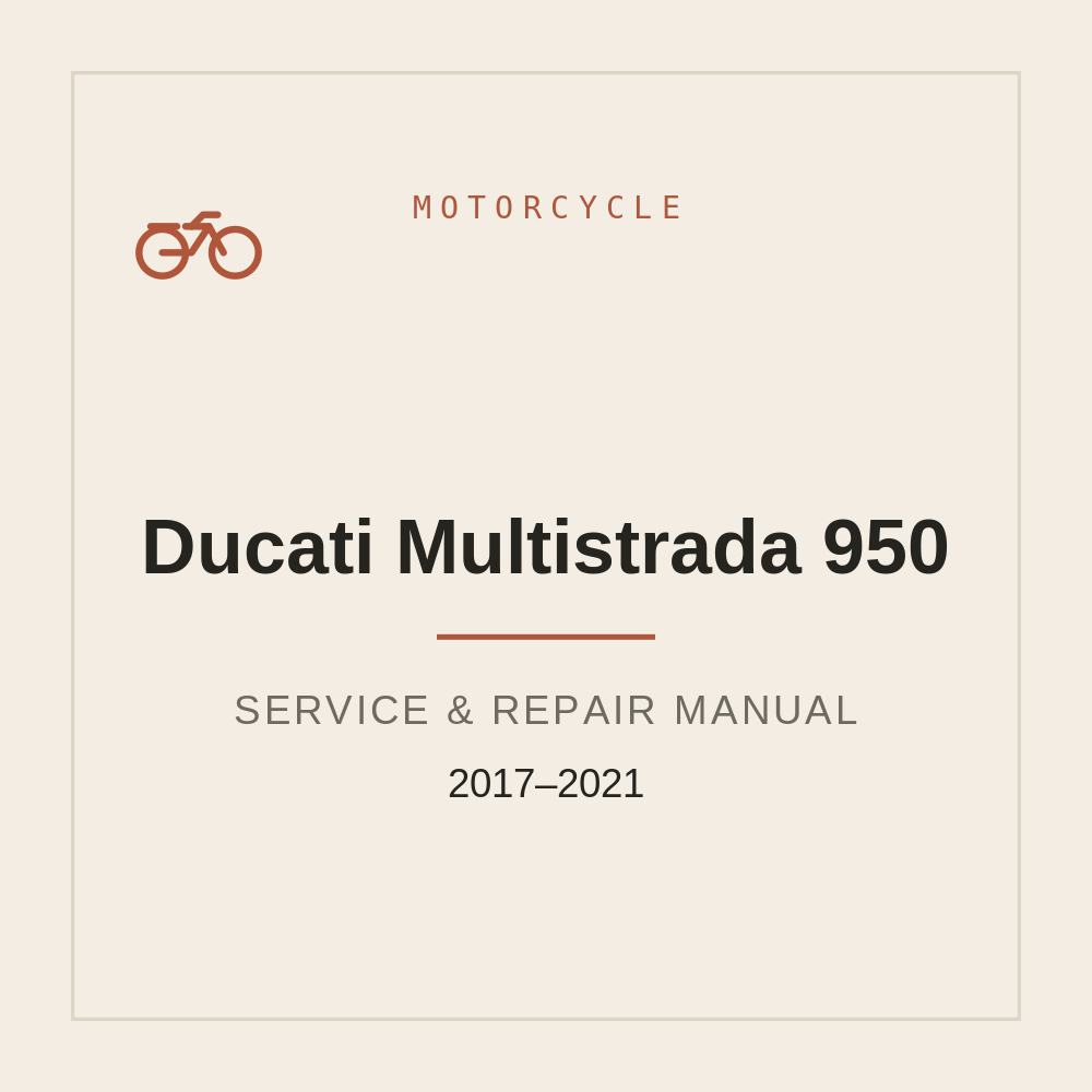 2017-2021 Workshop Service Manual for Ducati Multistrada 950 — repair manual cover