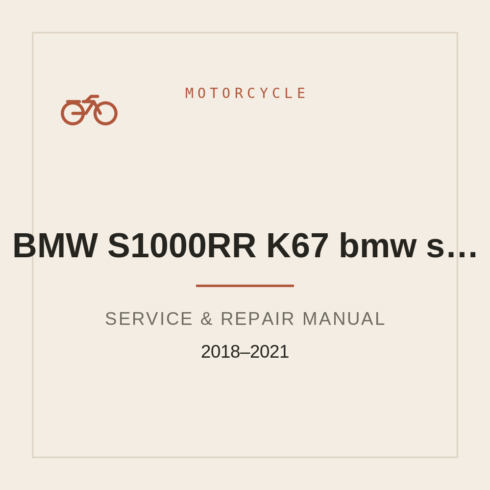 2018-2021 BMW S1000RR K67 Service workshop manual for bmw s1000rr k67 Download — repair manual cover