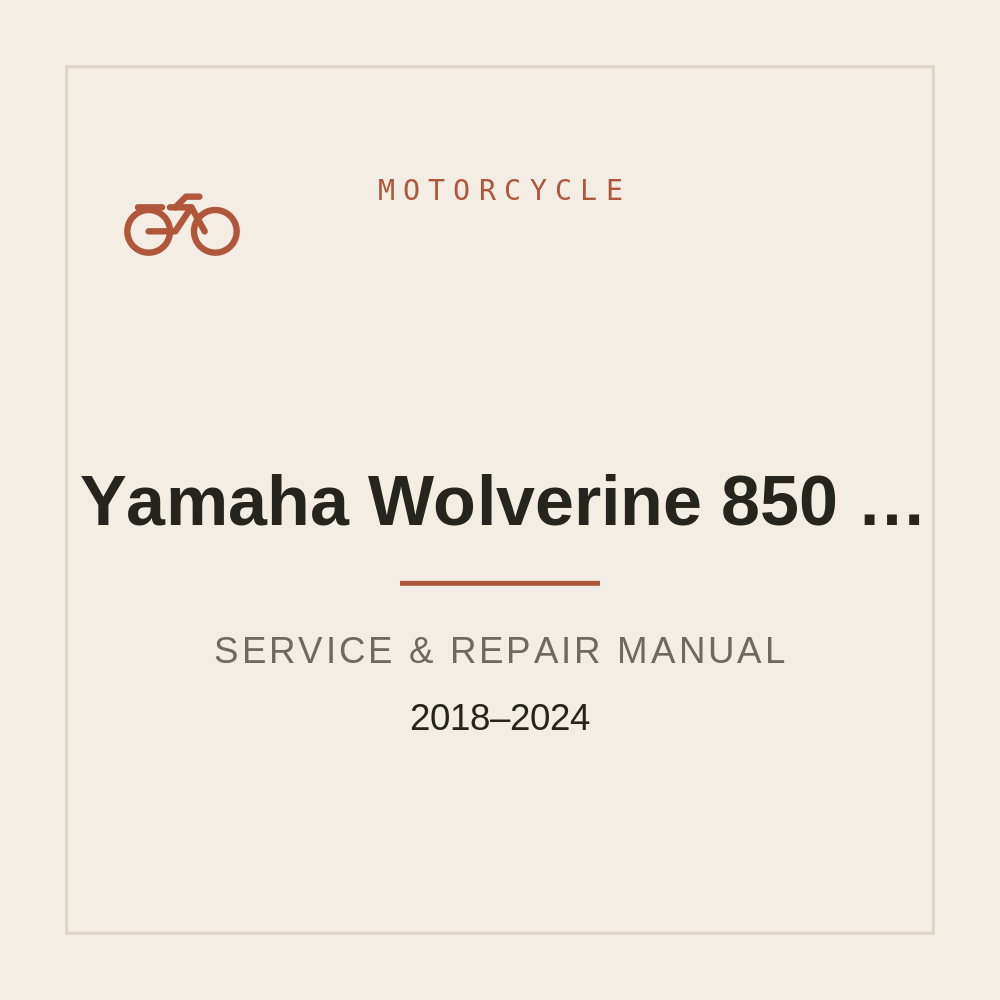 2018-2024 Yamaha Wolverine 850 X4 Repair Service Manual — repair manual cover