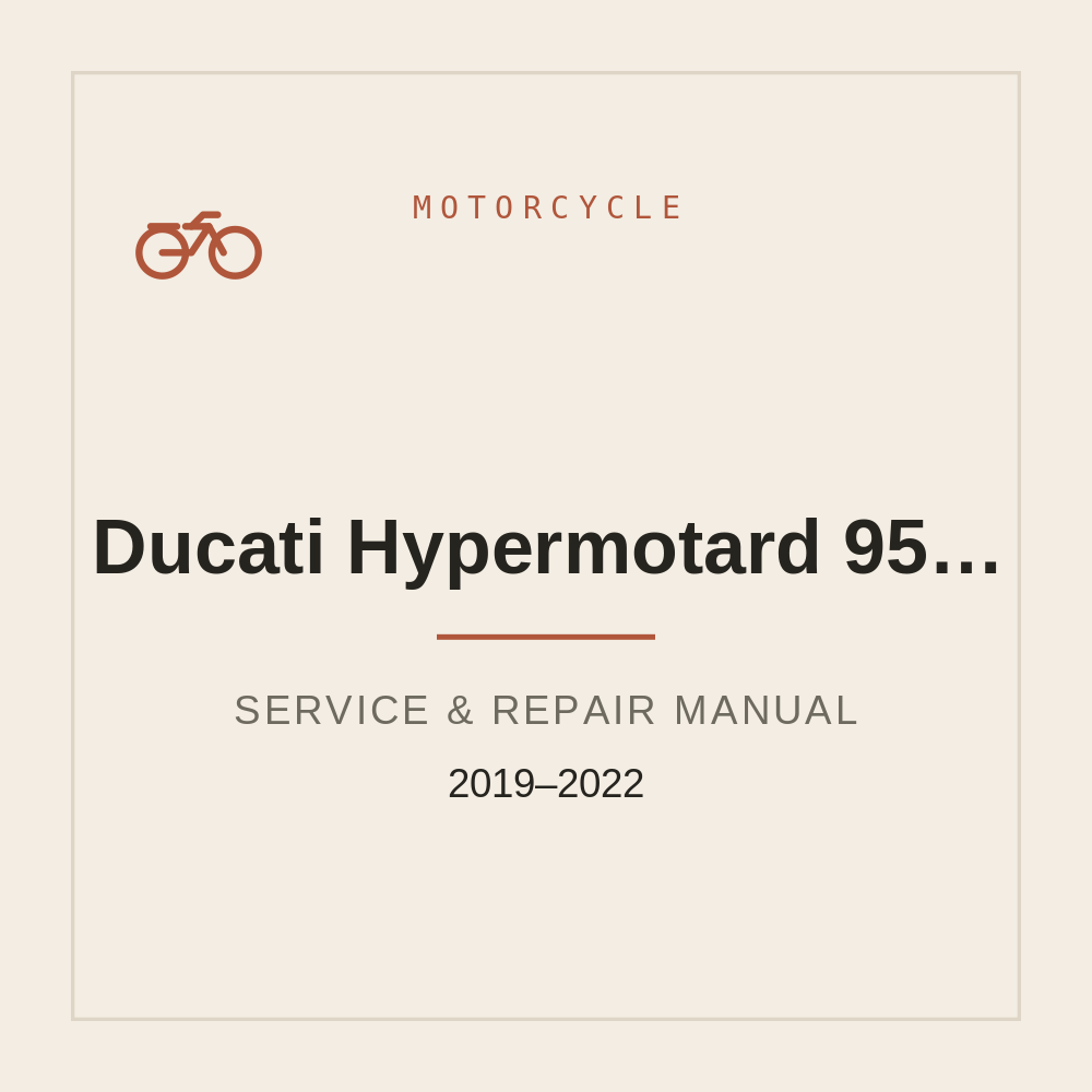 2019-2022 Ducati Hypermotard 950SP Repair Service Manual — repair manual cover