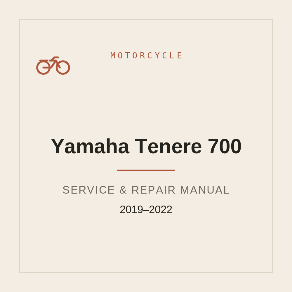 2019-2022 Service Repair Manual For Yamaha Tenere 700 — repair manual cover