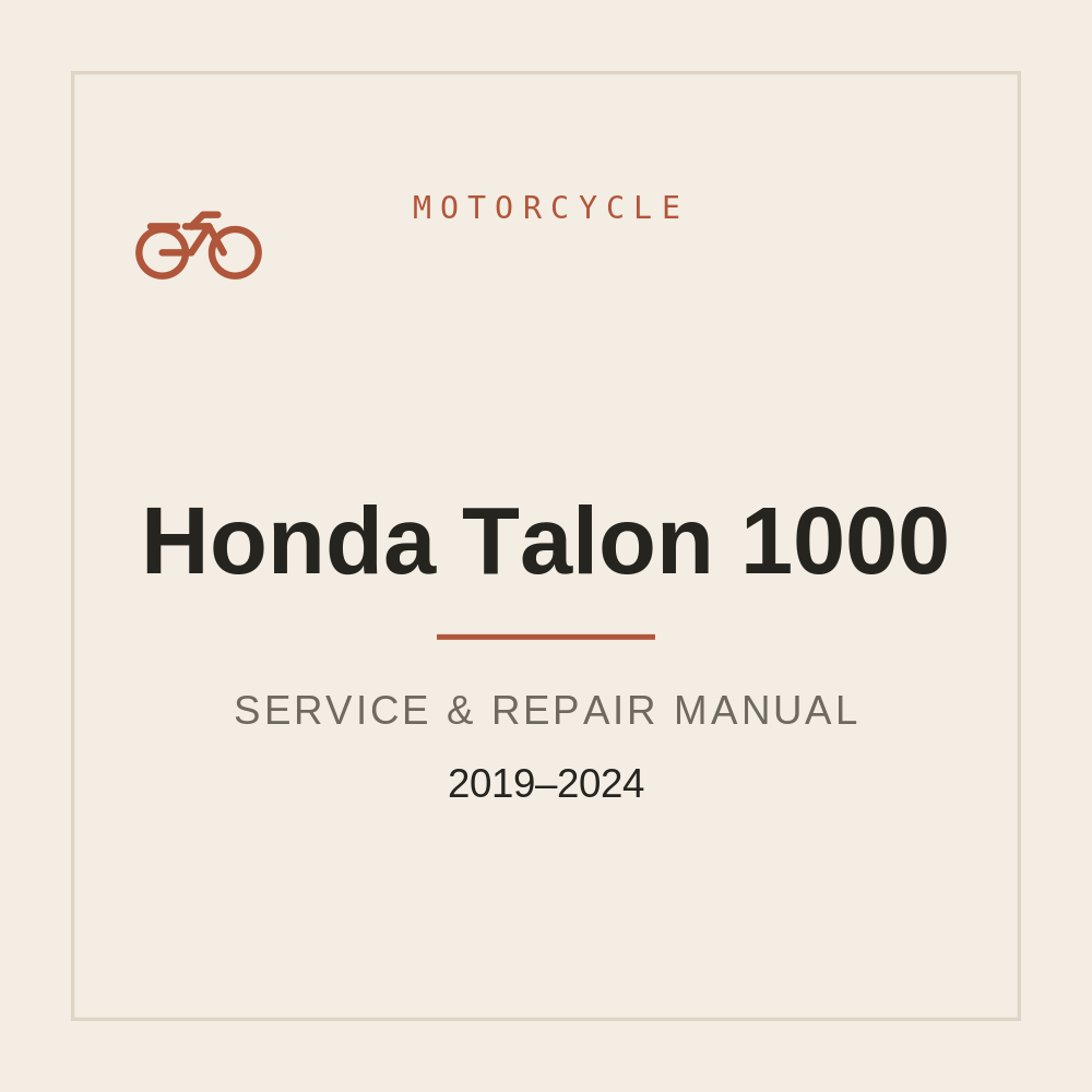 2019-2024 Honda Talon 1000 Repair Service Manual — repair manual cover