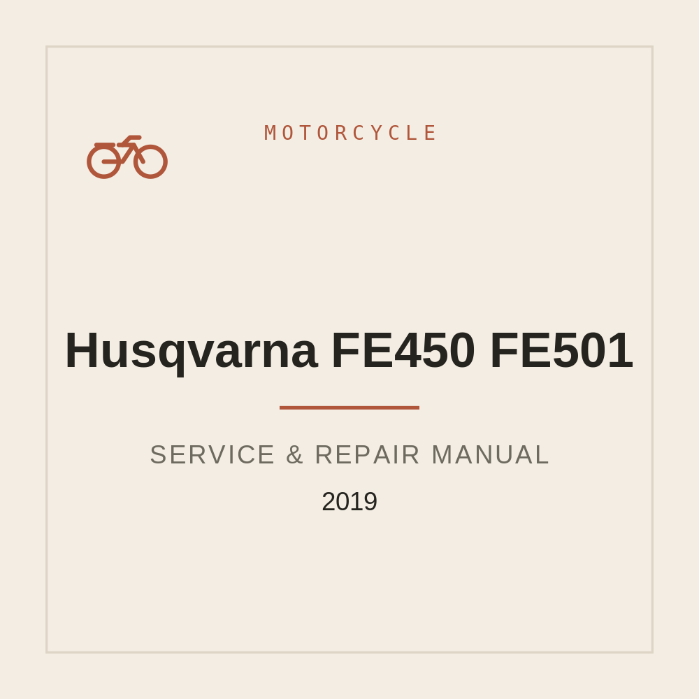 2019 Husqvarna FE450 FE501 Service Workshop manual — repair manual cover