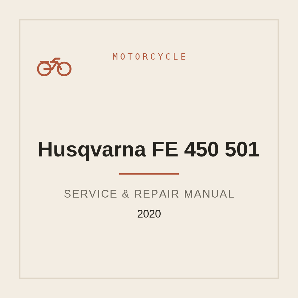 2020 Service Manual for Husqvarna FE 450 501 — repair manual cover