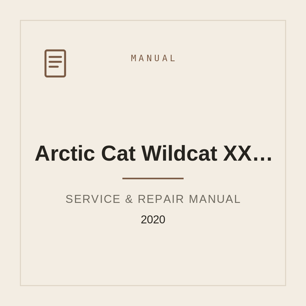 2020 Service Repair manual for Arctic Cat Wildcat XX & Wildcat Trail — repair manual cover