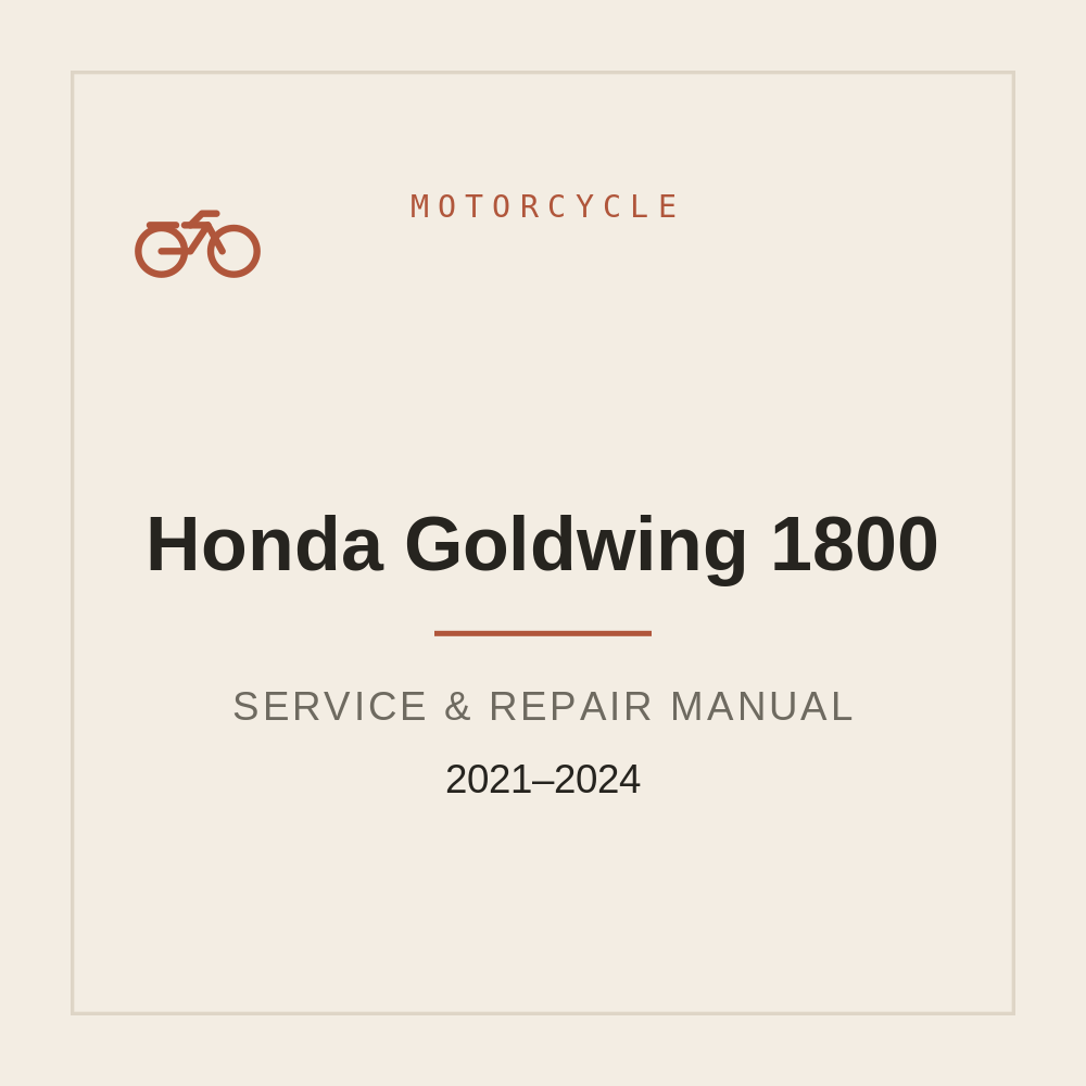 2021-2024 Honda Goldwing 1800 Workshop Service Manual — repair manual cover