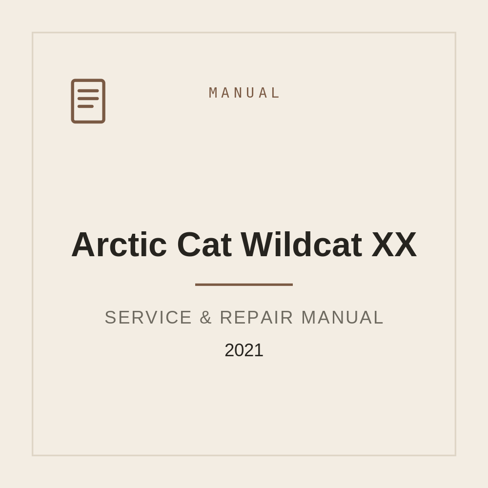 2021 Arctic Cat Wildcat XX Service manual — repair manual cover