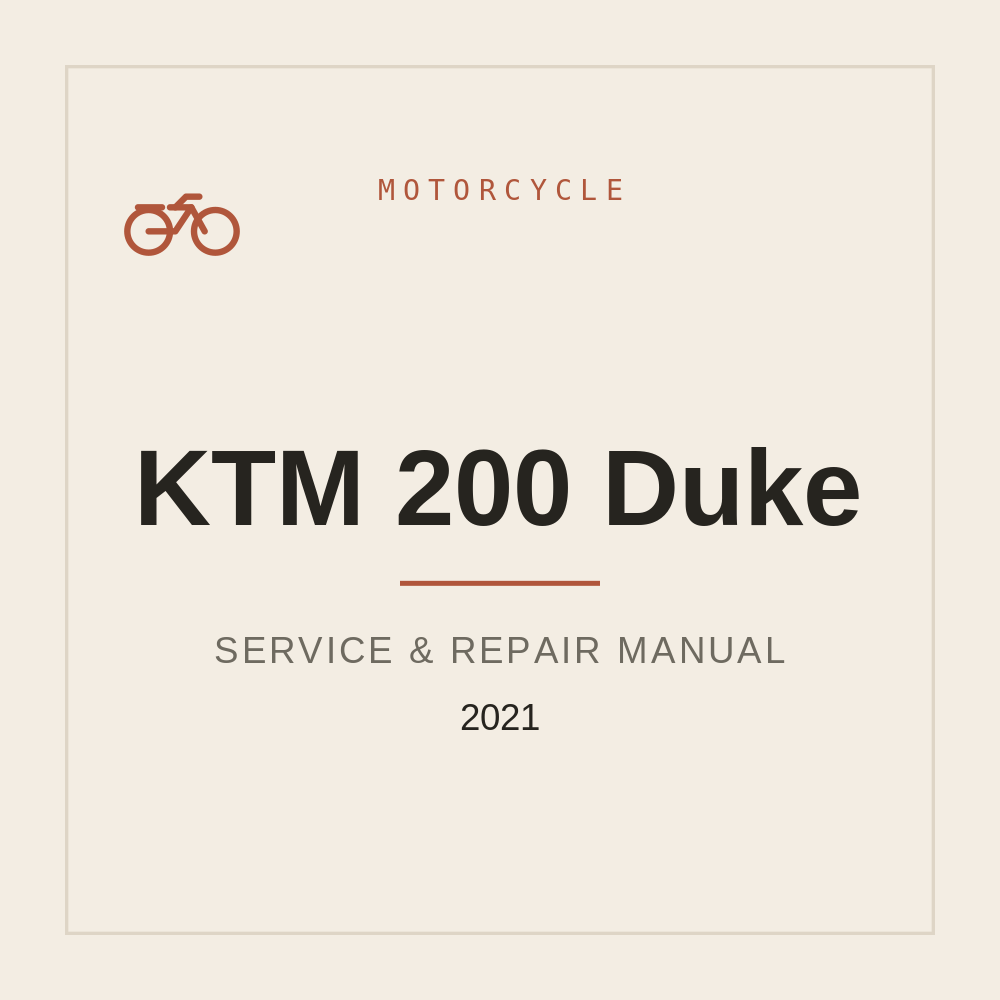 2021 KTM 200 Duke Workshop Service manual — repair manual cover