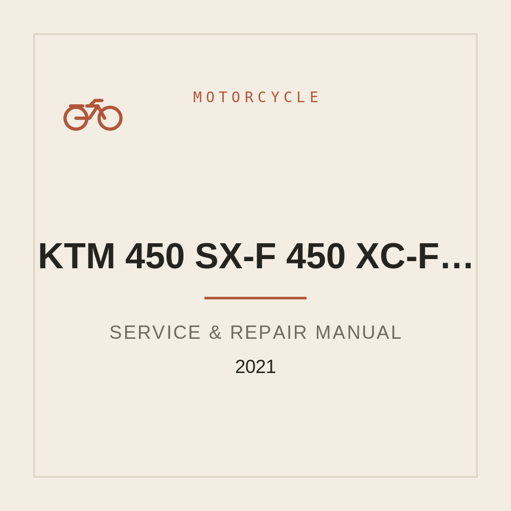 2021 KTM 450 SX-F 450 XC-F Factory Edition Workshop Service manual — repair manual cover