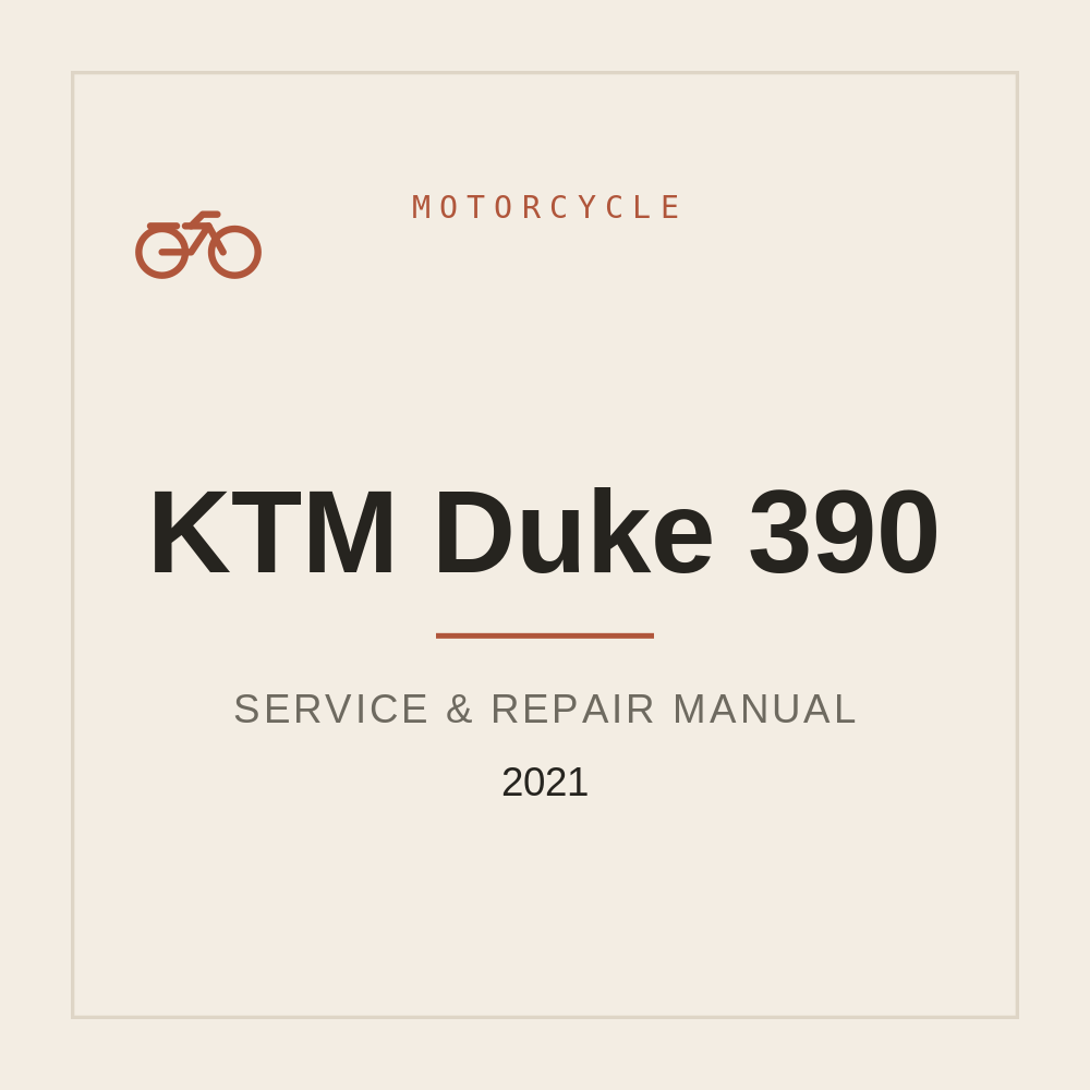 2021 KTM Duke 390 Workshop Manual — repair manual cover