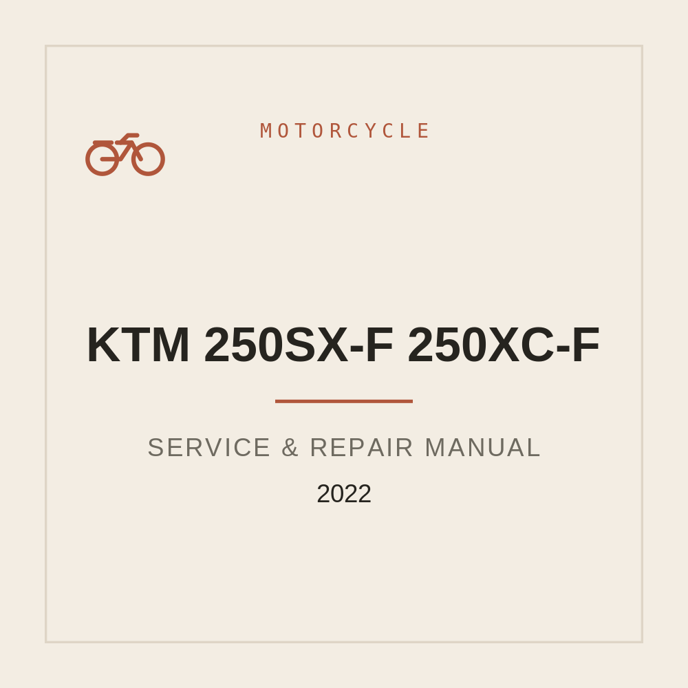 2022 KTM 250SX-F 250XC-F Workshop Service manual — repair manual cover