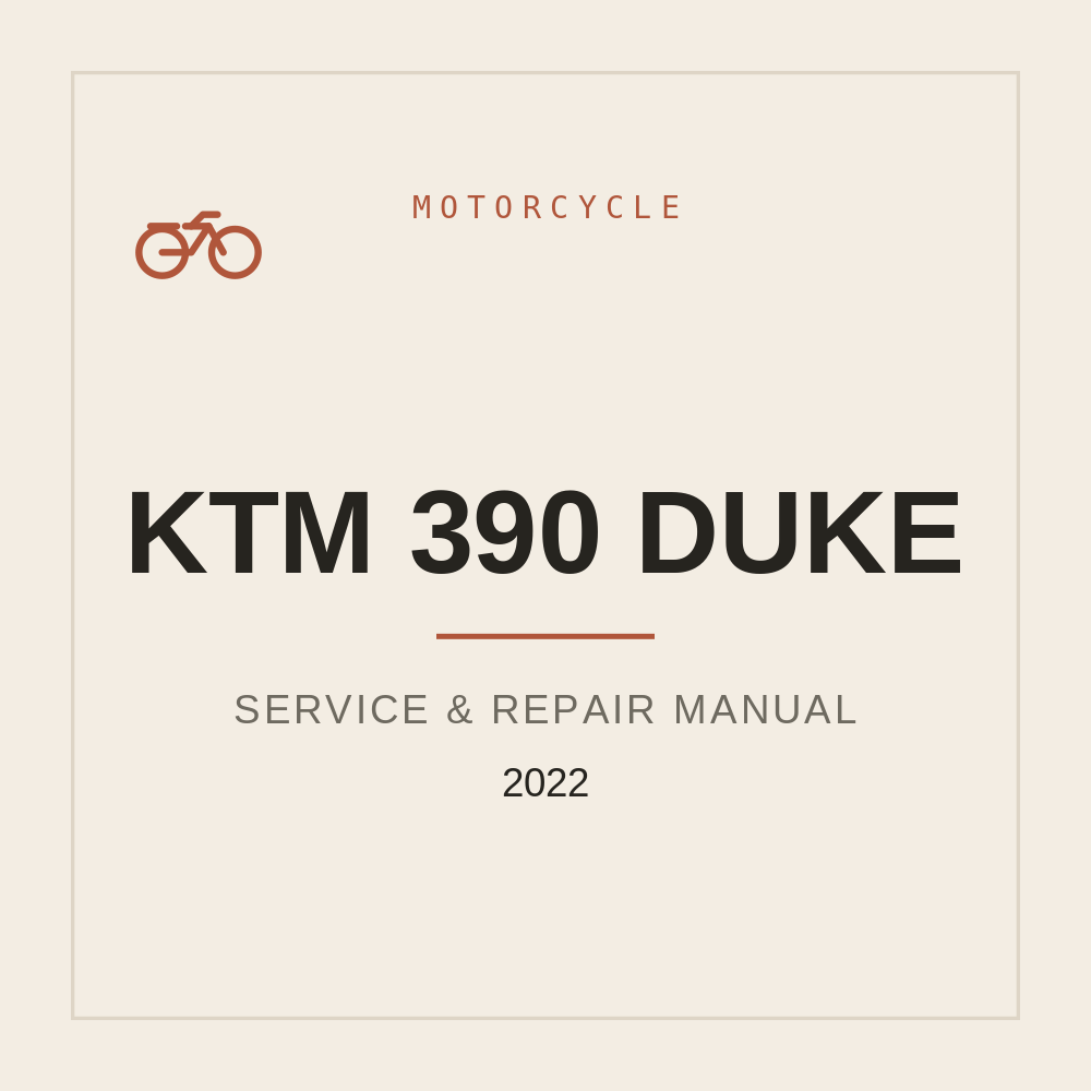 2022 KTM 390 DUKE Workshop Repair manual — repair manual cover