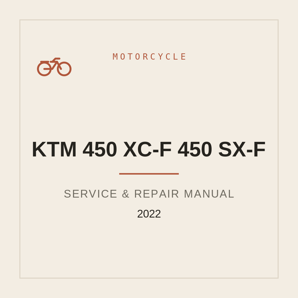 2022 KTM 450 XC-F 450 SX-F Repair Service manual — repair manual cover