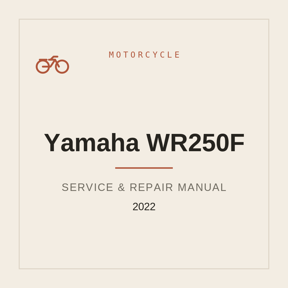 2022 Yamaha WR250F Service Manual — repair manual cover