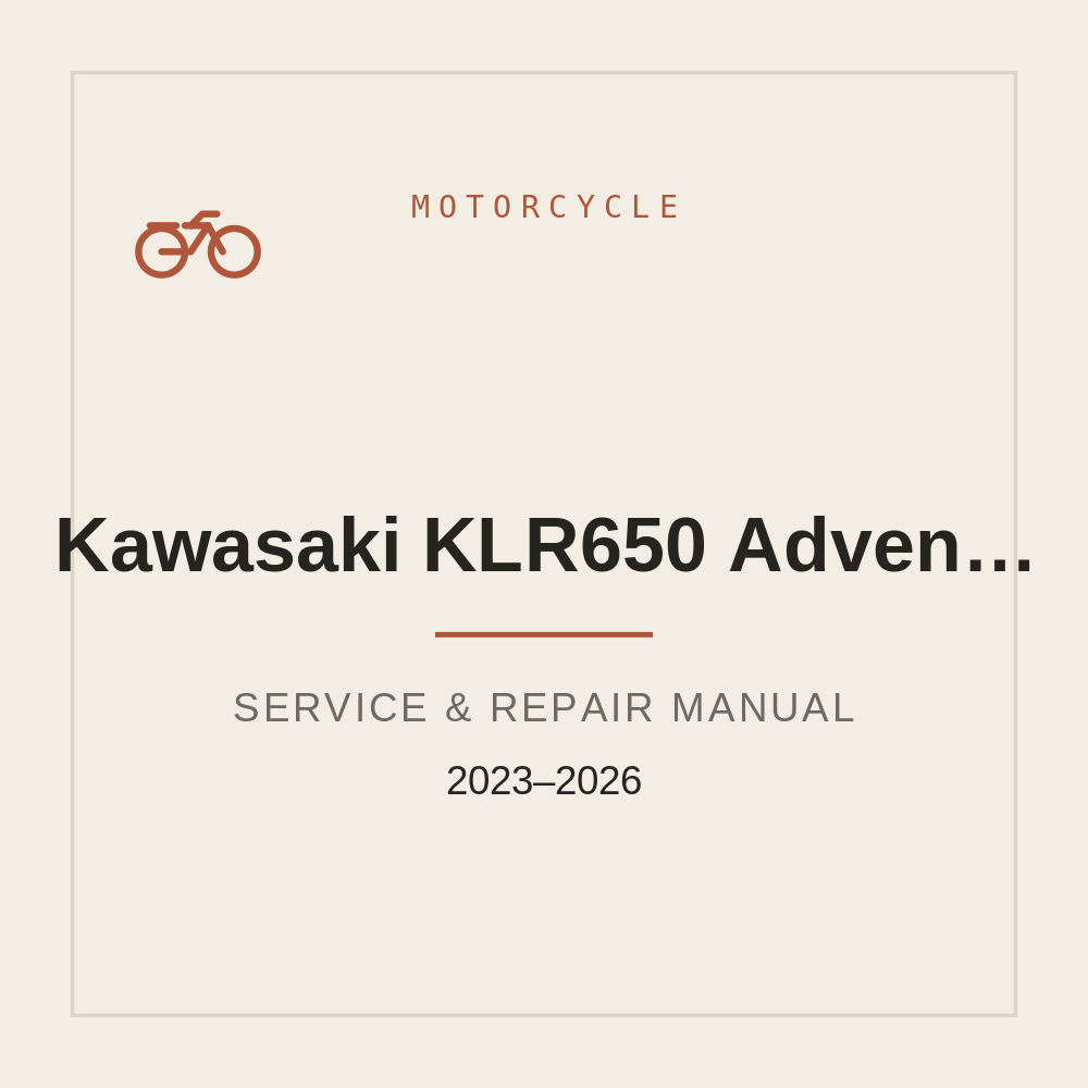 2023-2026 Kawasaki KLR650 Adventure Abs Service Manual — repair manual cover