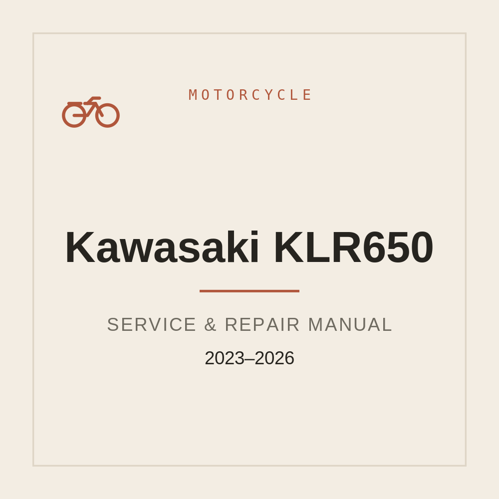 2023-2026 Kawasaki KLR650 Workshop manual — repair manual cover