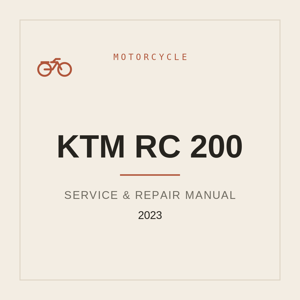 2023 KTM RC 200 Workshop Service Manual — repair manual cover