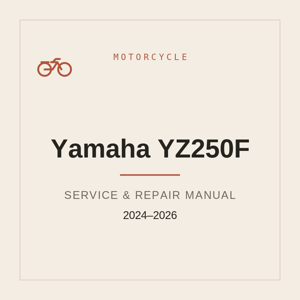 2024-2026 Yamaha YZ250F Service Manual — repair manual cover