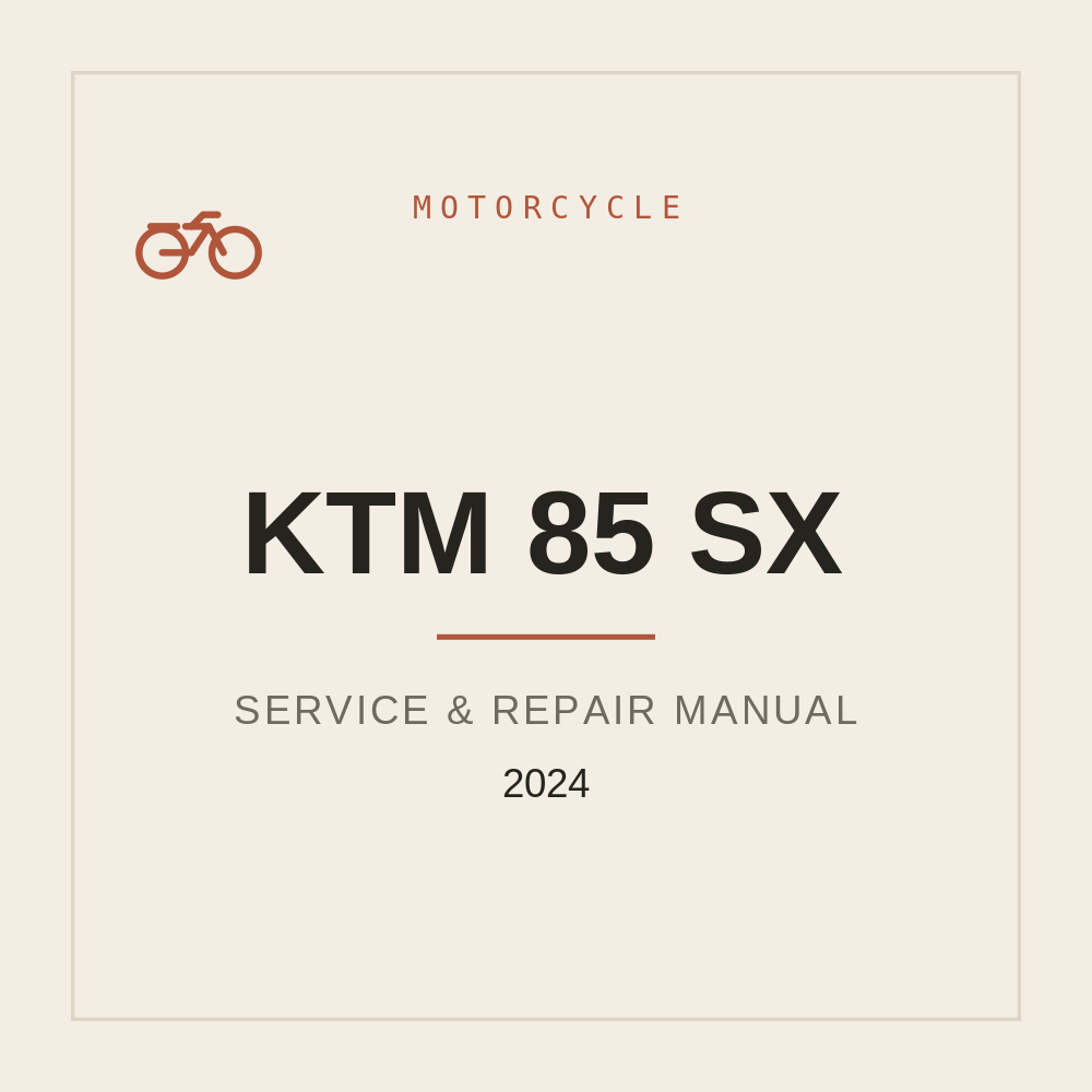2024 KTM 85 SX Workshop Service Manual — repair manual cover