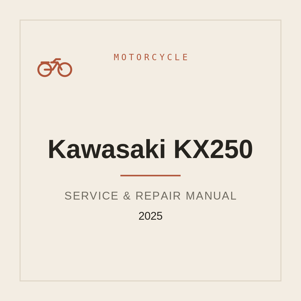 2025 Workshop Manual for Kawasaki KX250 — repair manual cover