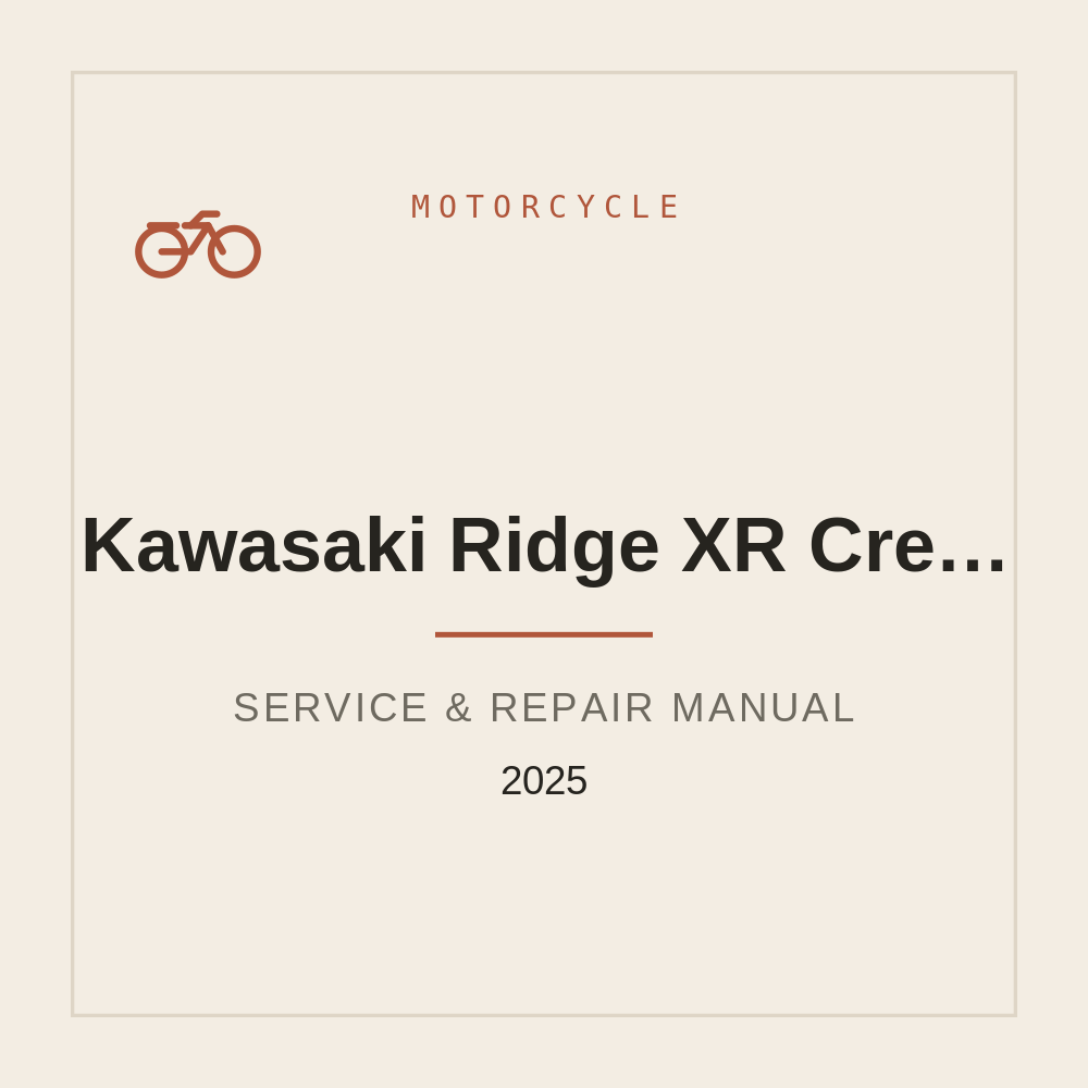 2025 Workshop Service Manual for Kawasaki Ridge XR Crew Limited 1000 — repair manual cover