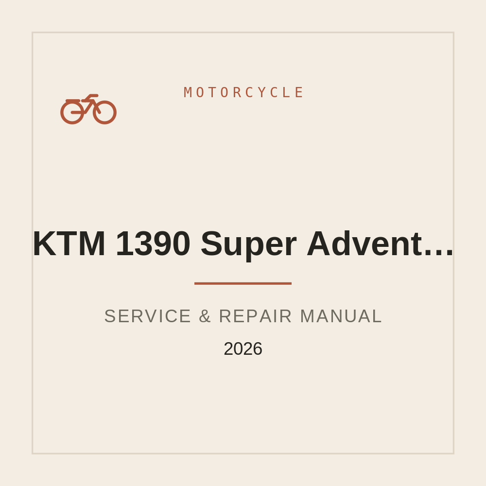 2026 KTM 1390 Super Adventure R Workshop Manual — repair manual cover