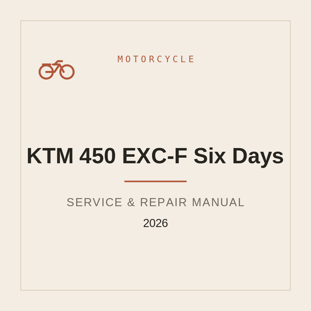 2026 KTM 450 EXC-F Six Days Repair Manual — repair manual cover