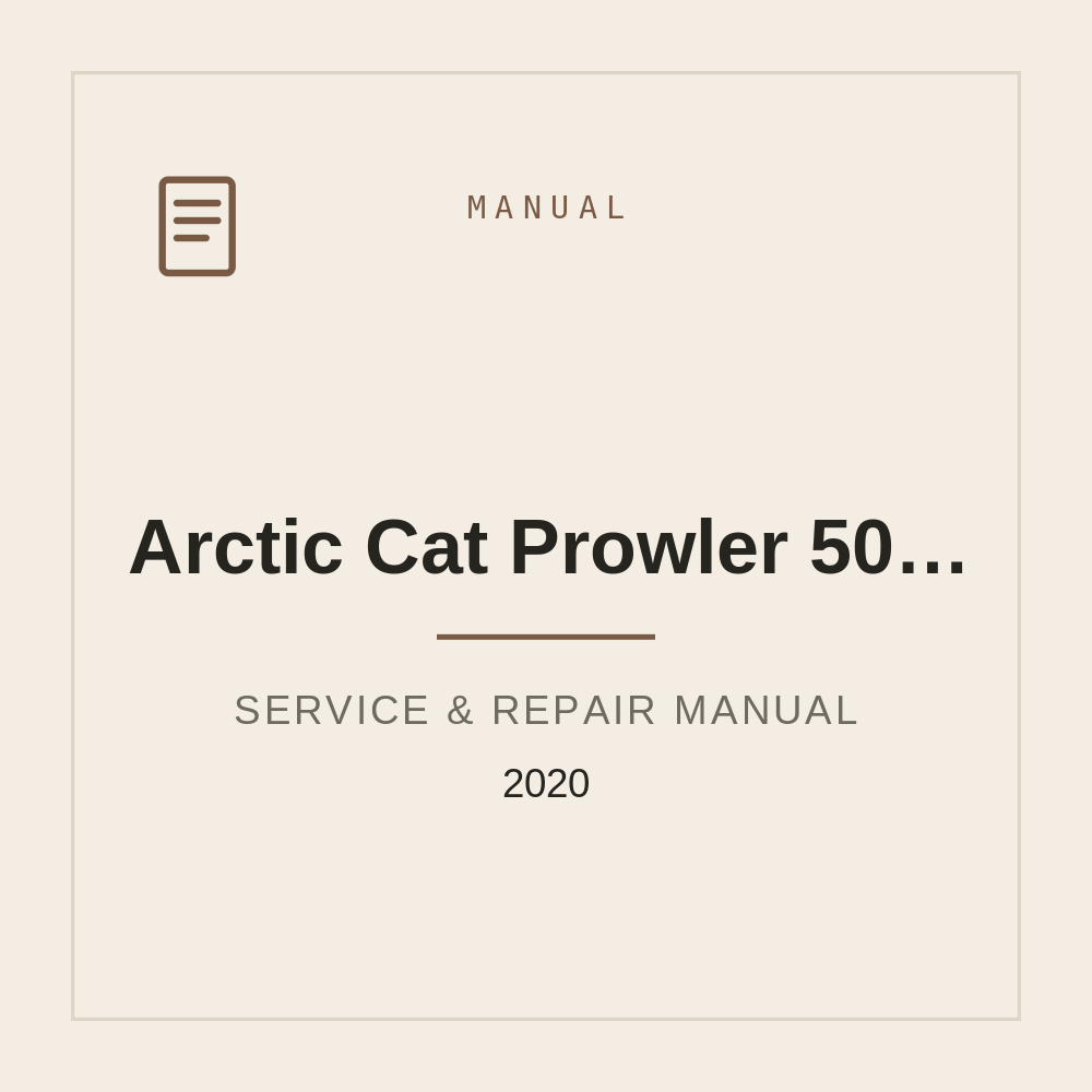 Arctic Cat Prowler 500/Pro/Pro Crew Service Repair manual 2020 — repair manual cover