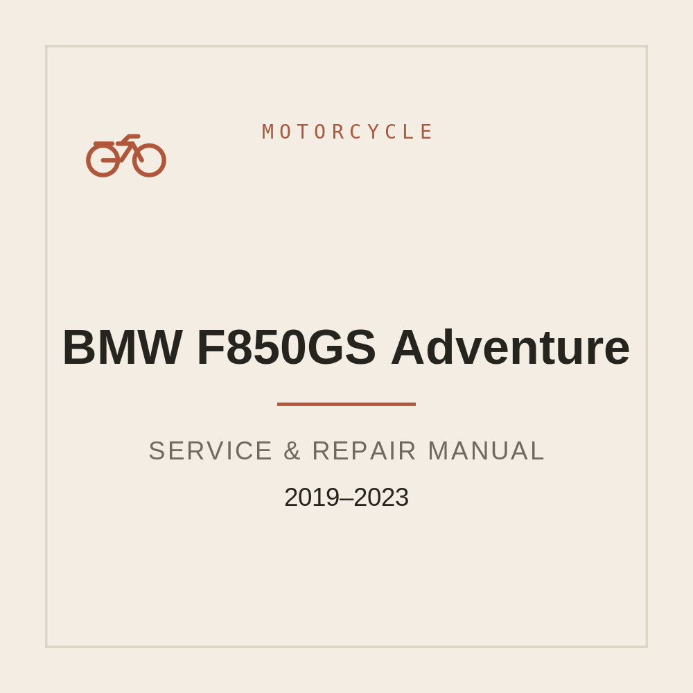 BMW F850GS Adventure Workshop Service Manual 2019-2023 — repair manual cover