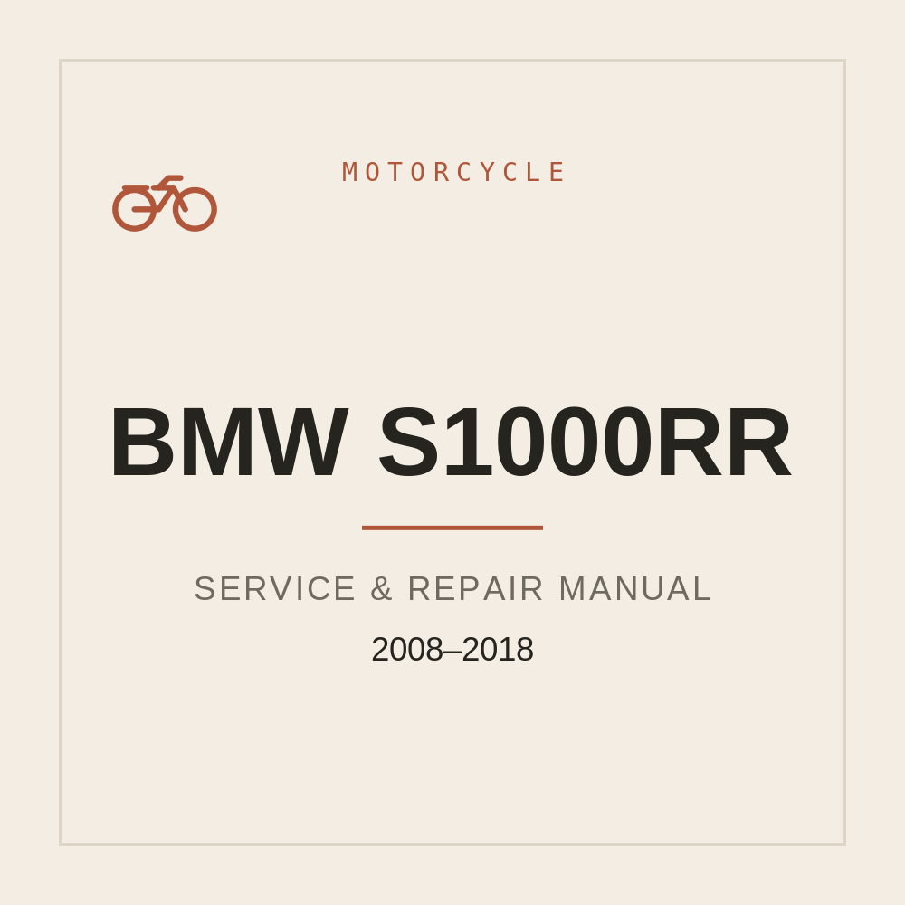 BMW S1000RR Service Workshop Manual (2008-2018) — repair manual cover