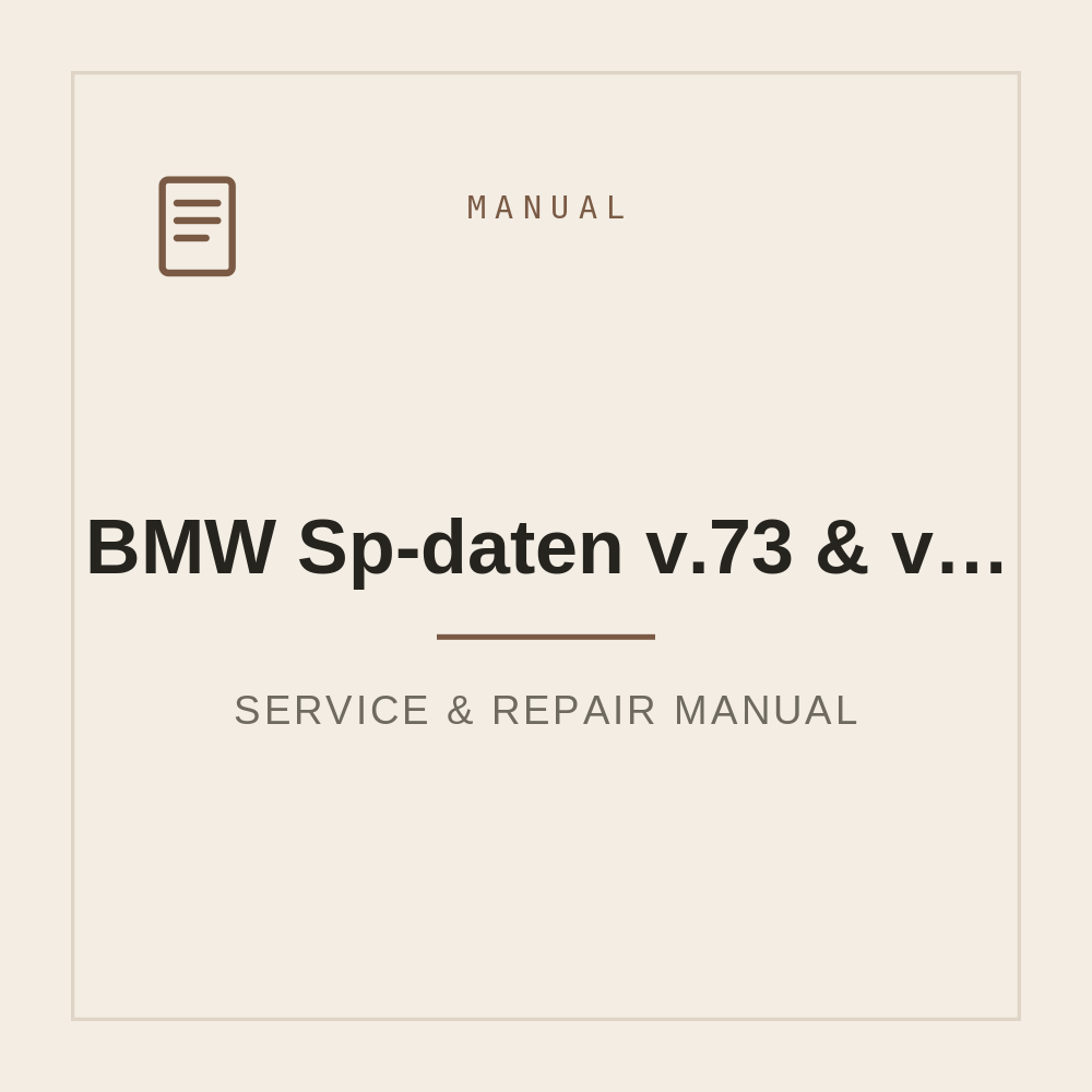BMW Sp-daten v.73 & v.74 (Download Link) — repair manual cover