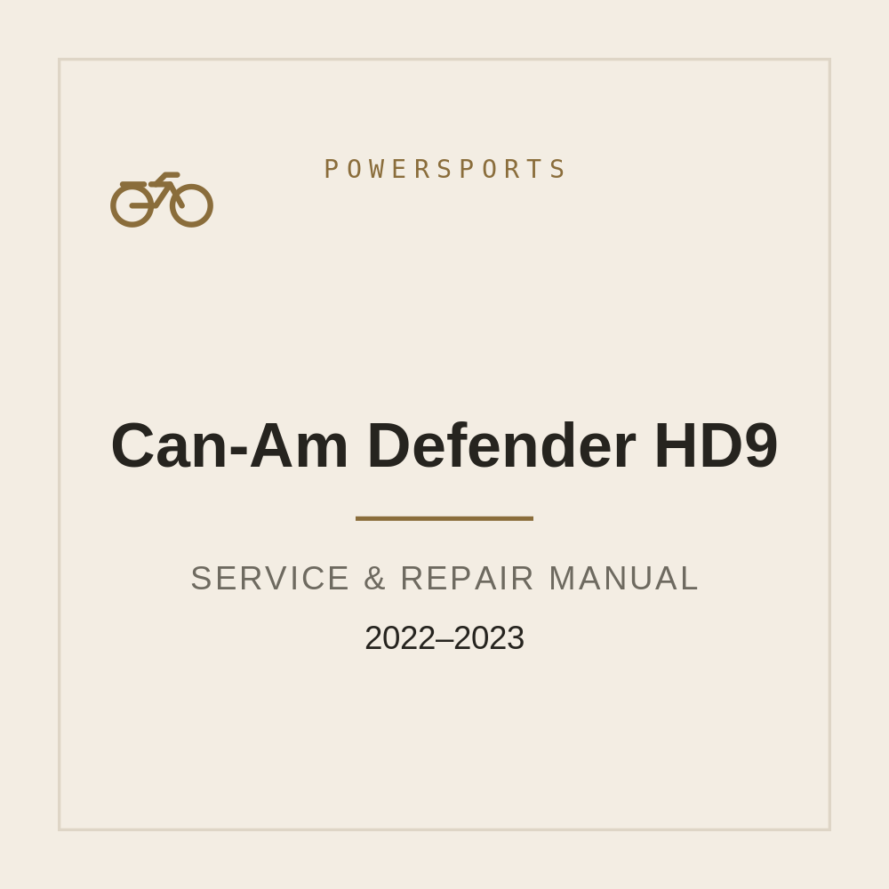 Can-Am Defender HD9 Repair Manual 2022-2023 — repair manual cover