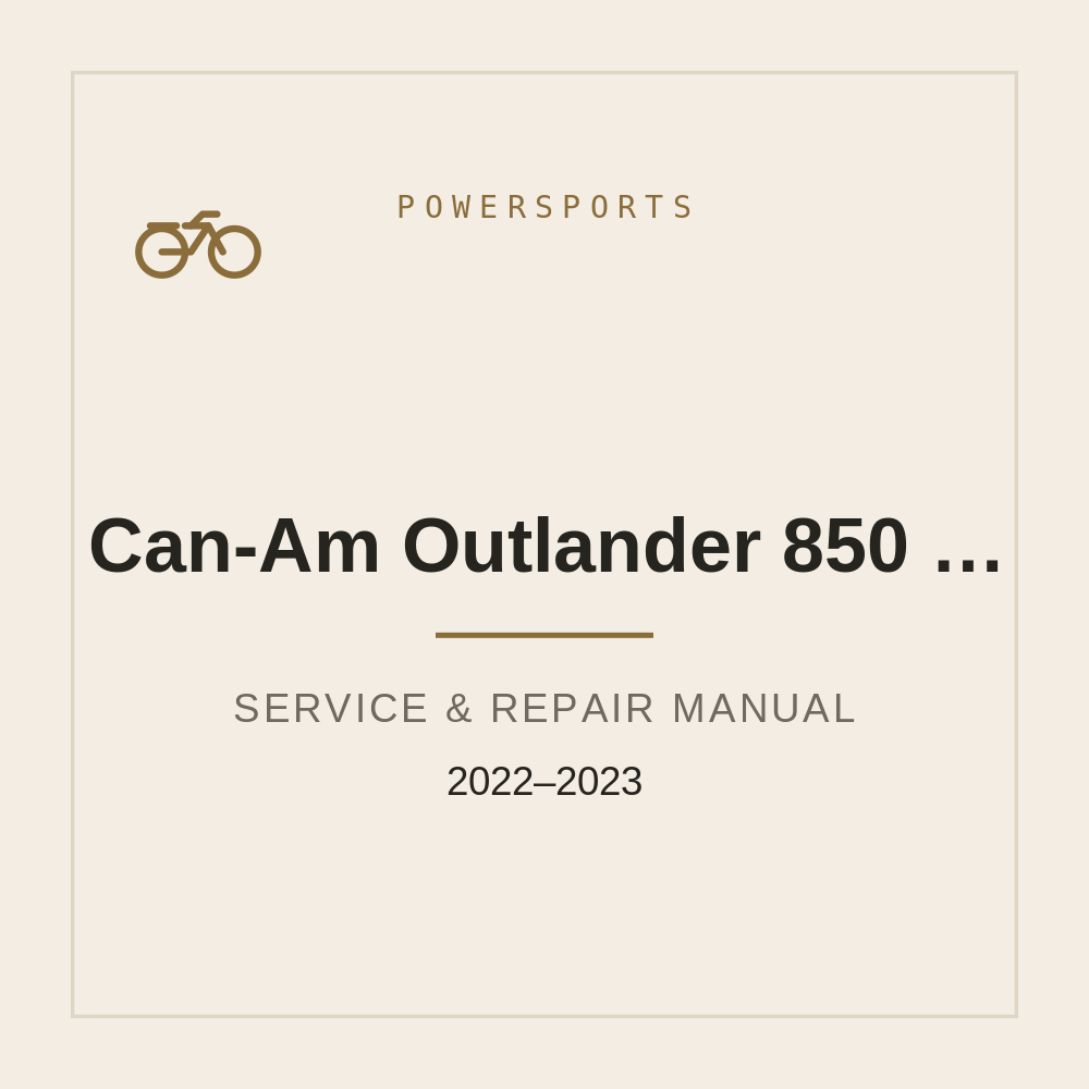 Can-Am Outlander 850 XT/XT-P/Max/X MR Workshop Manual 2022-2023 — repair manual cover