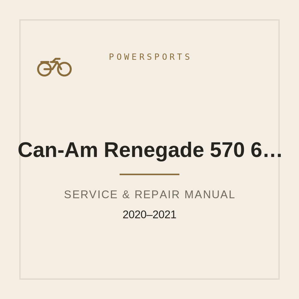 Can-Am Renegade 570 650 850 1000R (Xmr Xxc T3) Workshop Service manual 2020 2021 — repair manual cover