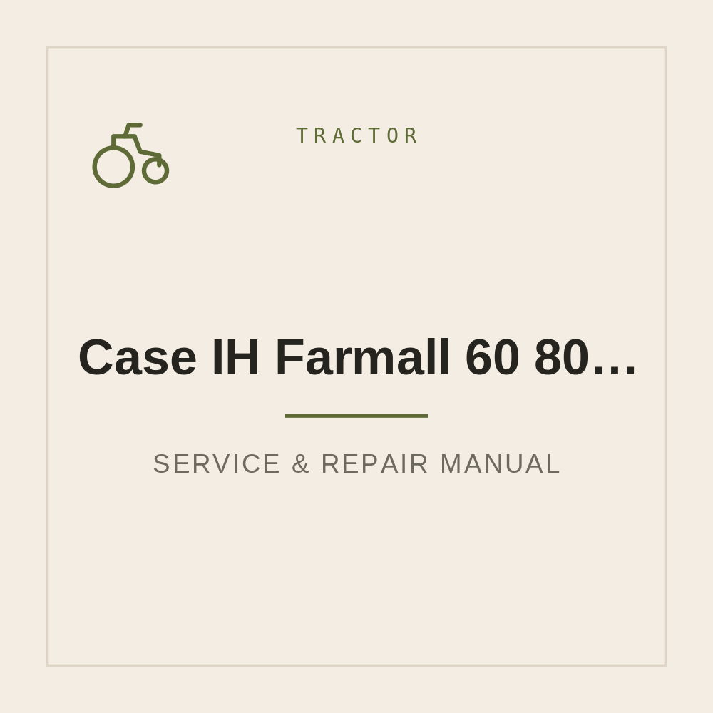 Case IH Farmall 60 80 95 Workshop Manual — repair manual cover