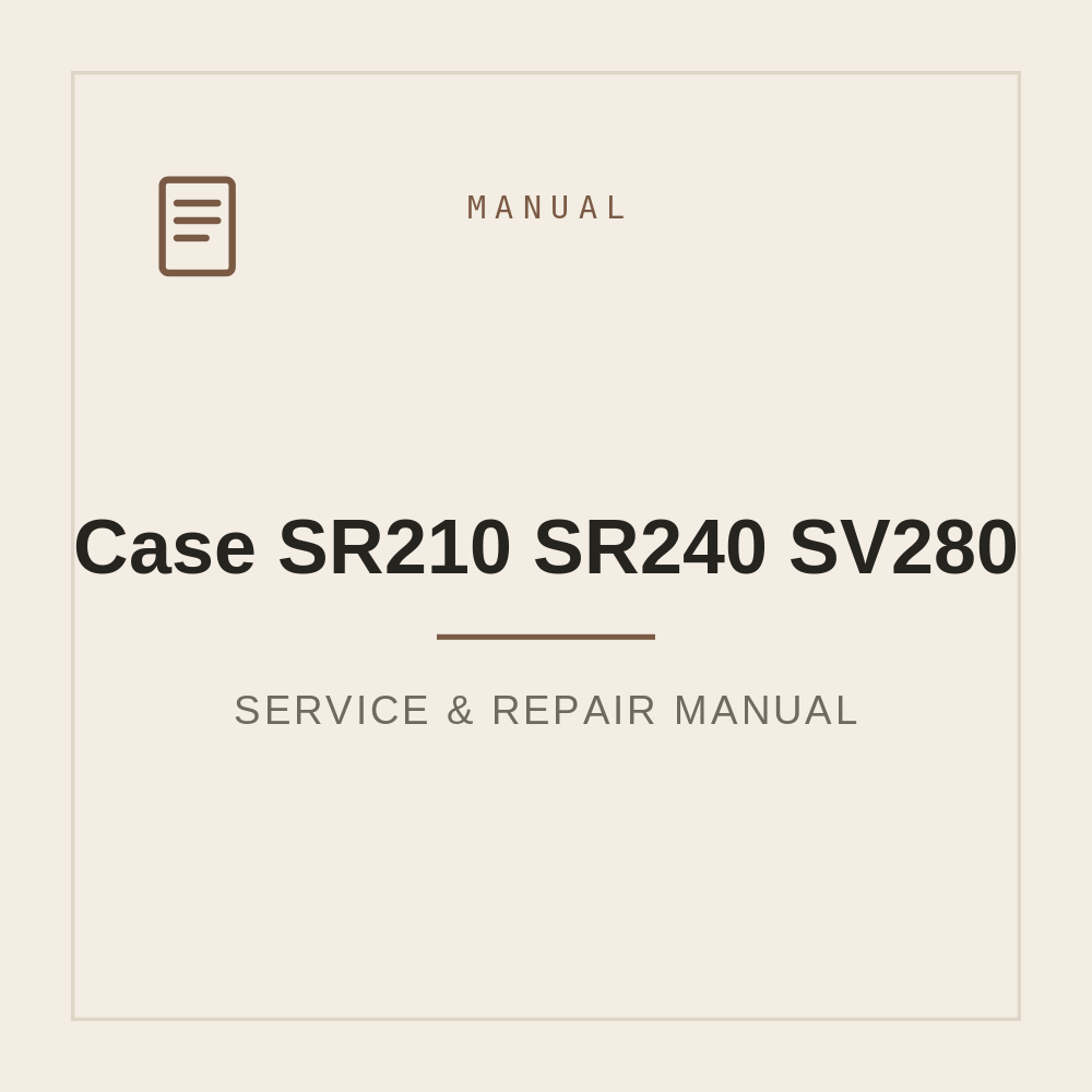 Case SR210 SR240 SV280 Service Manual — repair manual cover