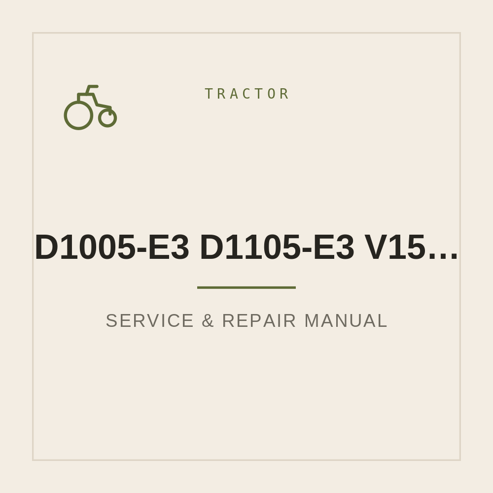 D1005-E3 D1105-E3 V1505-TE3 Kubota Diesel Engine Operator Manual — repair manual cover