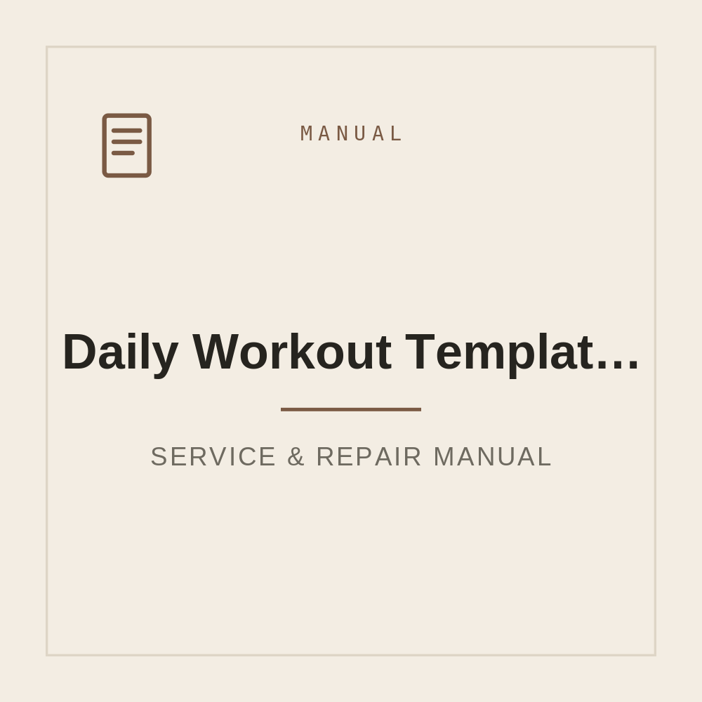 Daily Workout Templates Printable Templates Fitness Planner| PDF Digital File (24pages) — repair manual cover