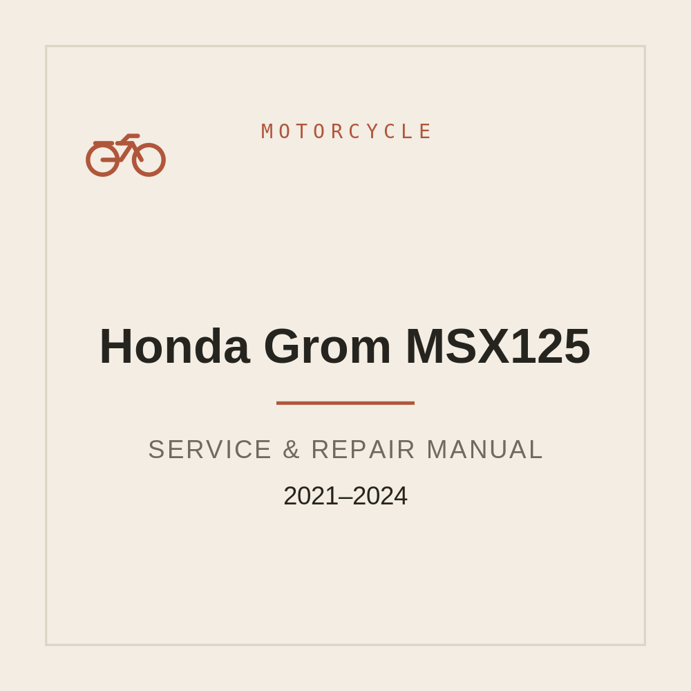 Honda Grom MSX125 Workshop Manual 2021-2024 — repair manual cover
