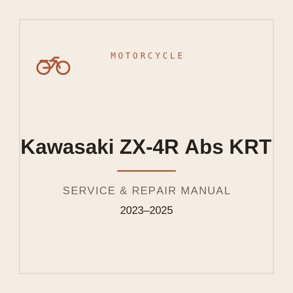 Kawasaki ZX-4R (Abs/KRT) Workshop Service Manual 2023-2025 — repair manual cover