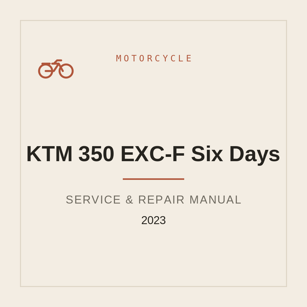 KTM 350 EXC-F Six Days Workshop Service Manual 2023 — repair manual cover