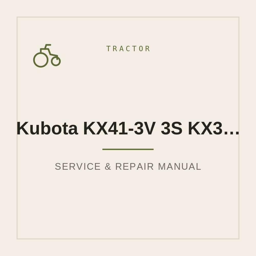 Kubota KX41-3V/3S KX36-3 Workshop Service Manual — repair manual cover