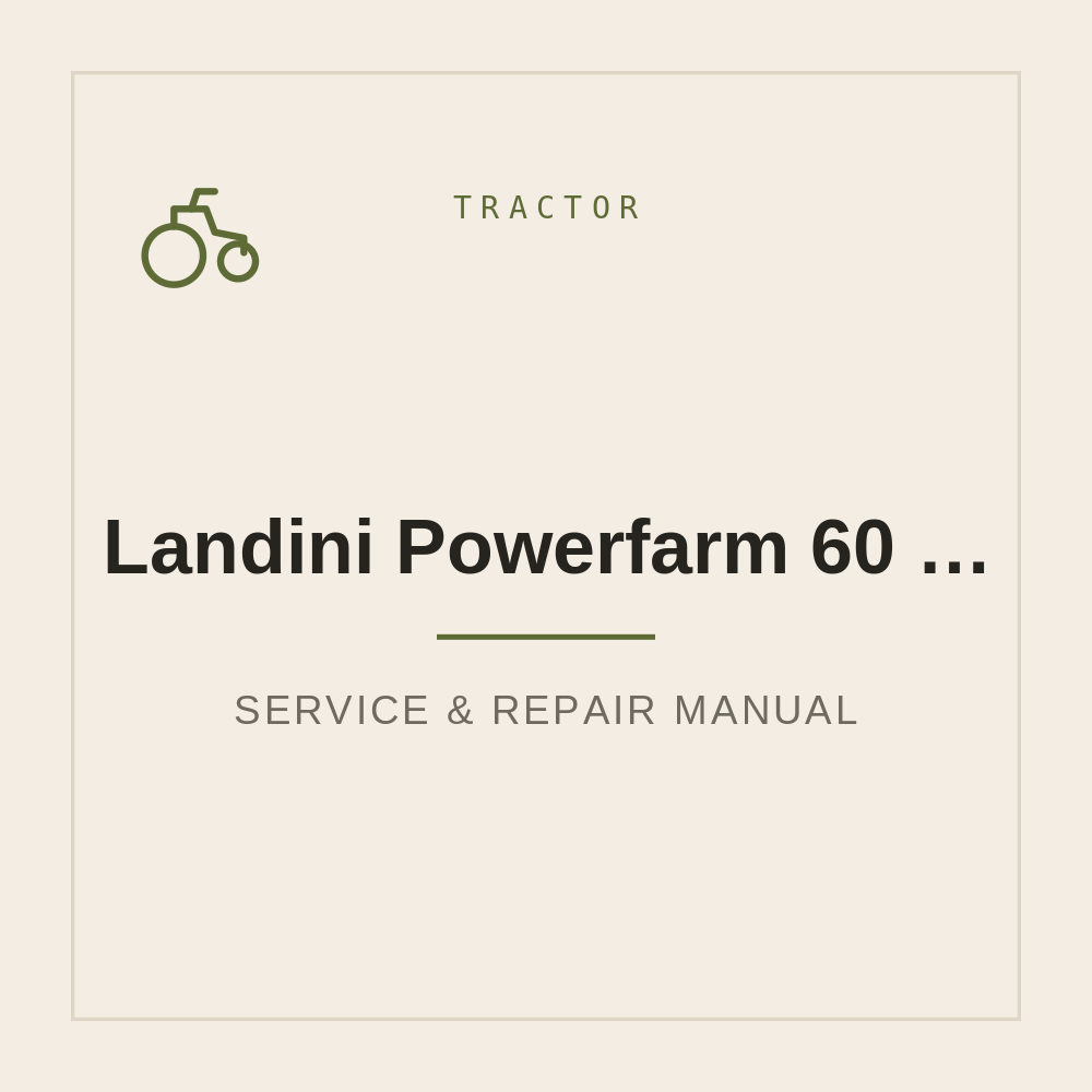 Landini Powerfarm 60 75 85 95 105 Workshop Service Manual — repair manual cover