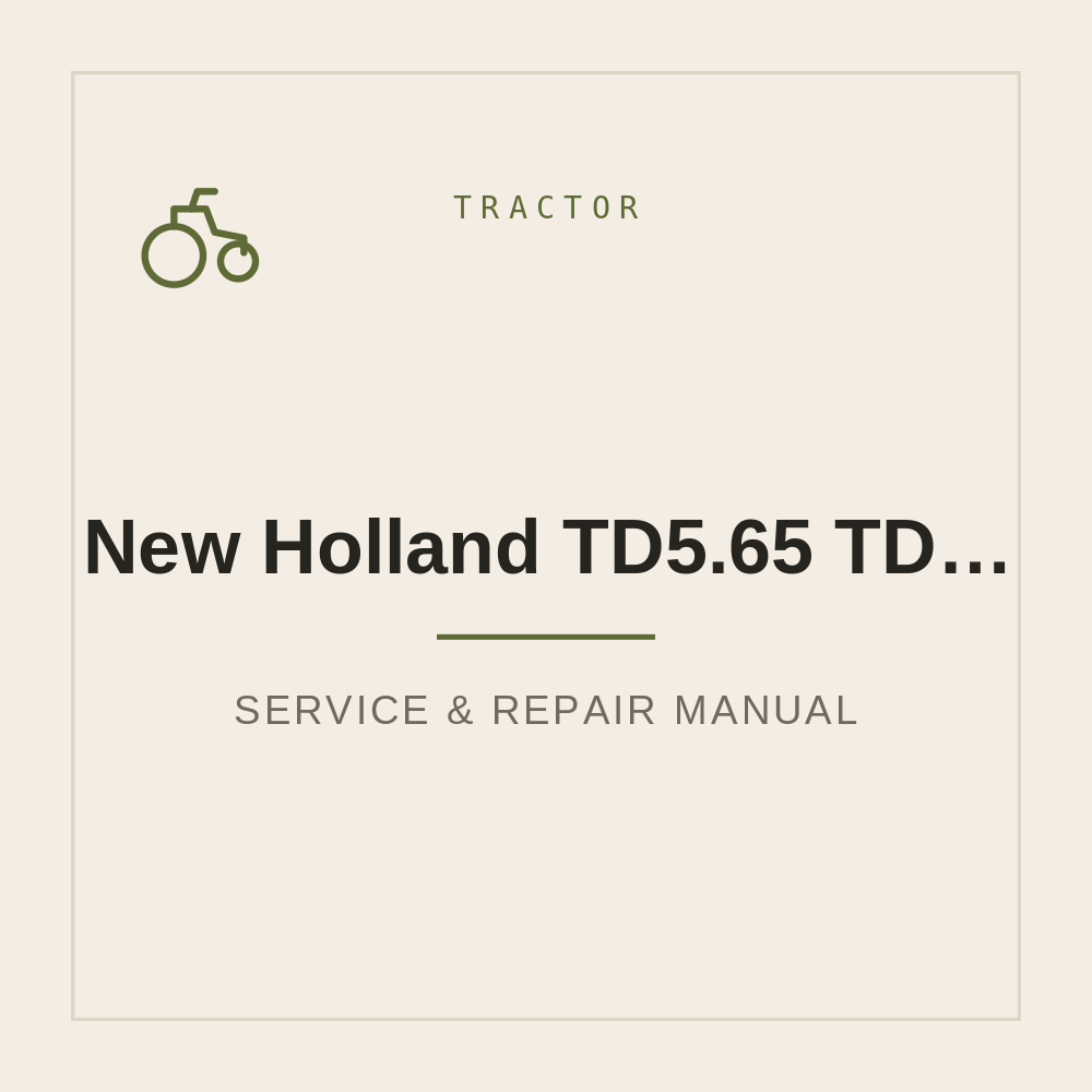 New Holland TD5.65 TD5.75 TD5.85 TD5.95 TD5.105 TD5.115 Service manual — repair manual cover