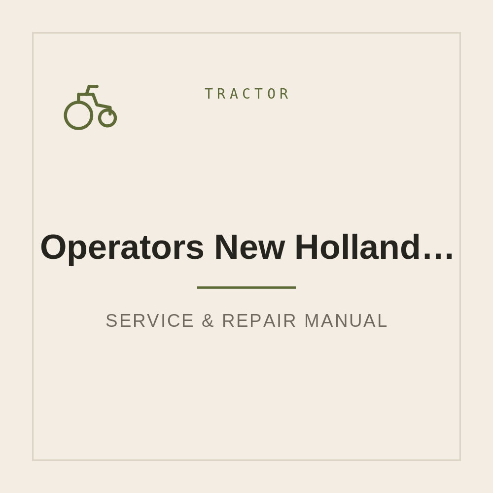 Operators manual New Holland T1520 — repair manual cover