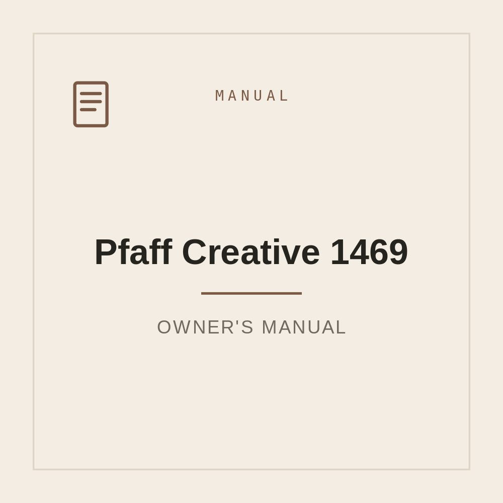 Pfaff Creative 1469 Owners manual — repair manual cover