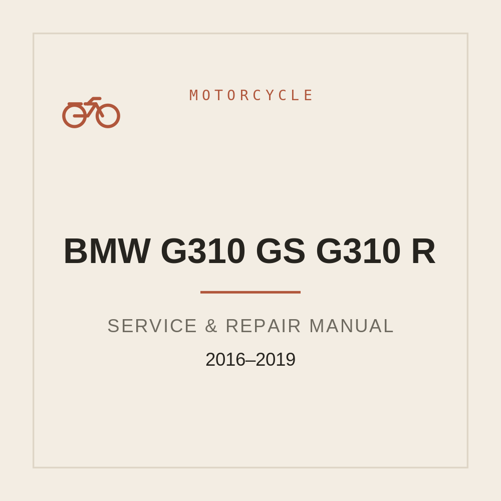 Repair Manual for BMW G310 GS | G310 R (2016-2019) — repair manual cover