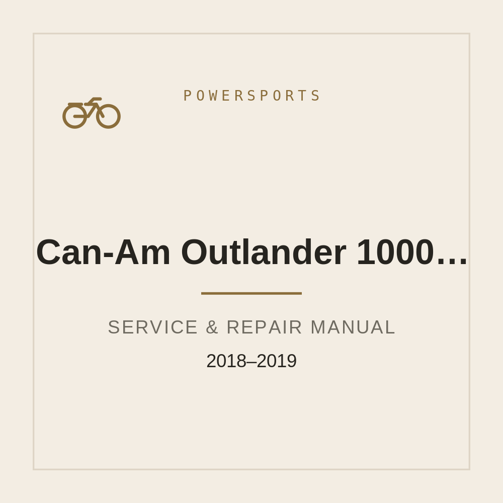 Repair Manual for Can-Am Outlander 1000R,570 Pro, 650, 850  | 2018-2019 — repair manual cover